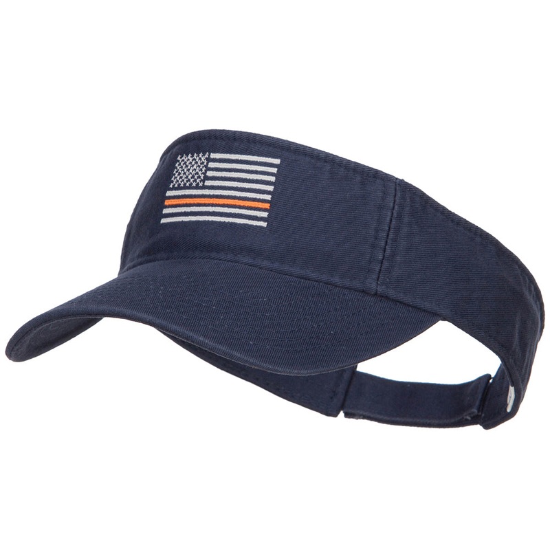 Thin Orange Line American Flag Embroidered Visor Navy One Size