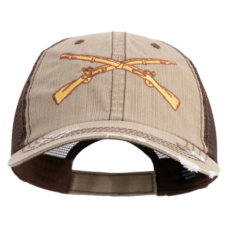 U.S. Army Infantry Embroidered Low Profile Special Cotton Mesh Cap Khaki Brown One Size