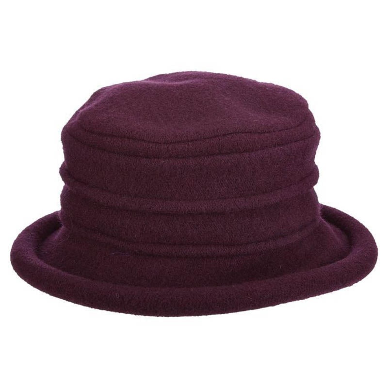 Boiled Wool Beanie Pleated Crown Winter Hat – Scala Hat Plum OS