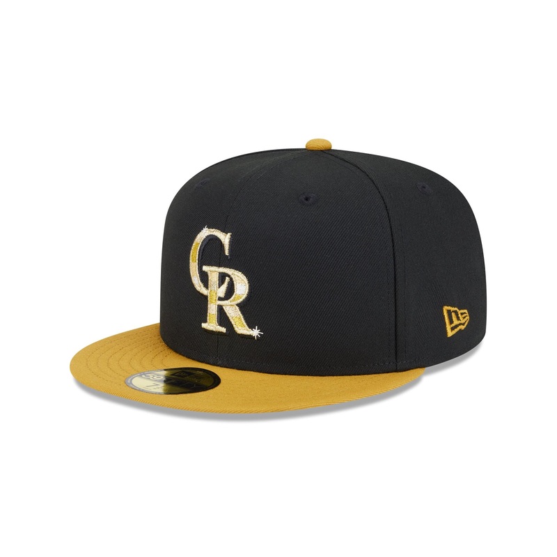 Colorado Rockies Metallic Gold Logo 59FIFTY Fitted Hat 7