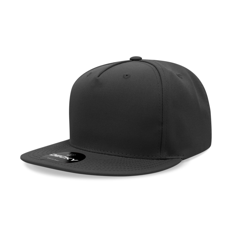 Decky 6029 5 Panel High Profile Structured Polyester Snapback Black