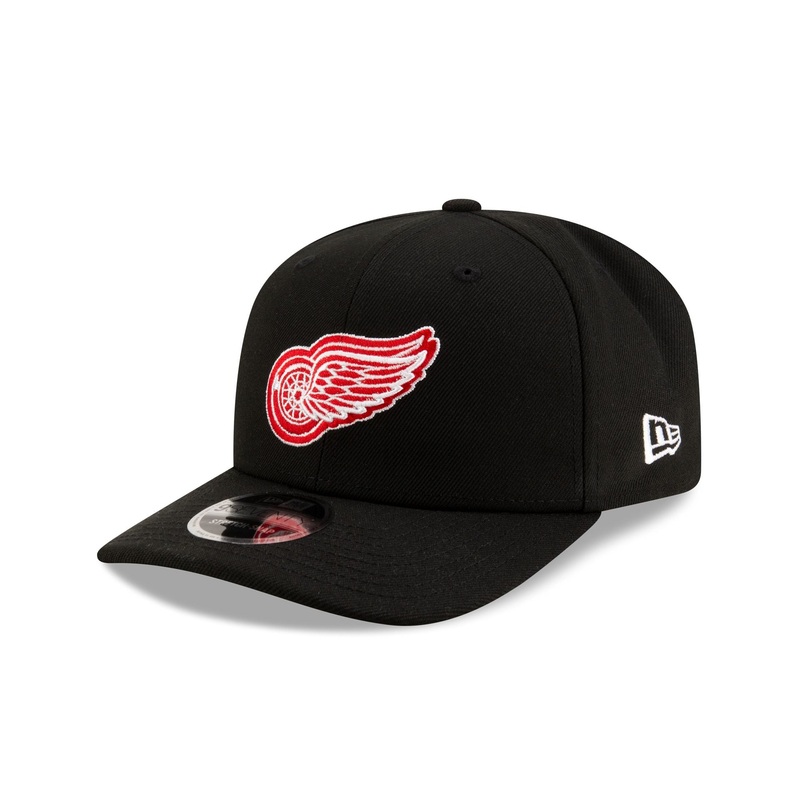 Detroit Red Wings Black 9SEVENTY Stretch-Snap Hat One Size