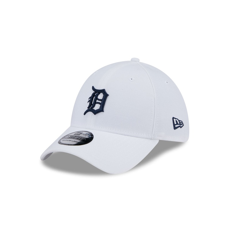 Detroit Tigers Optic White 39THIRTY Stretch Fit Hat S/M
