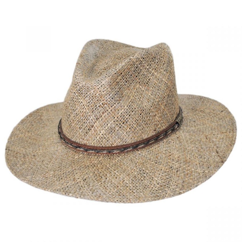 Dunraven Seagrass Straw Fedora Hat WHEAT S