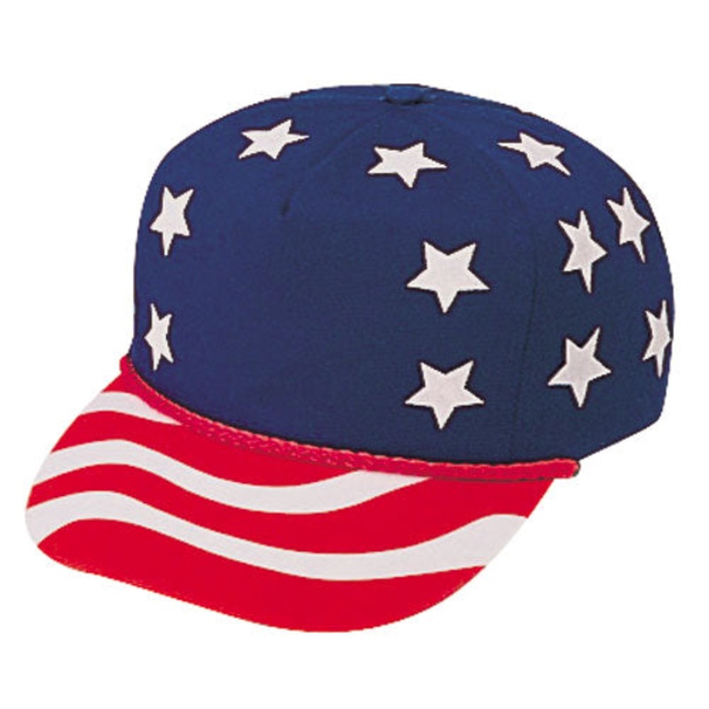 Nissun 5 Panel U.S.A. Stars & Stripes Cap, USA America Hat – USA-5 Red-White-Blue