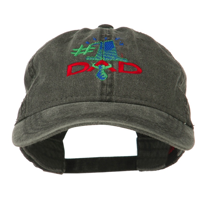 Number 1 Dad with Necktie Embroidered Washed Cap Black One Size