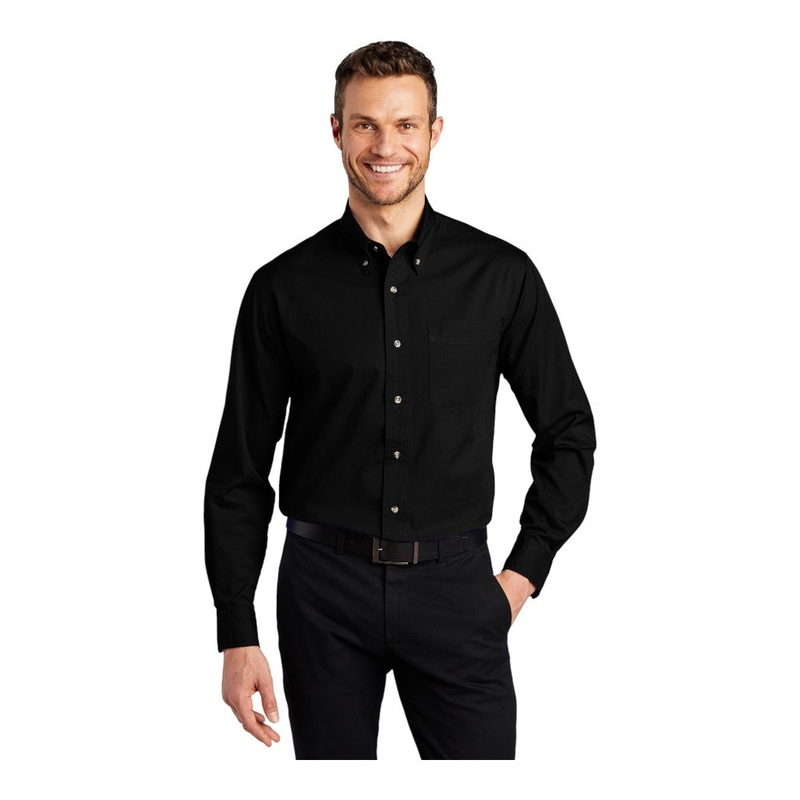 Port Authority S600T Long Sleeve Twill Shirt Black XS
