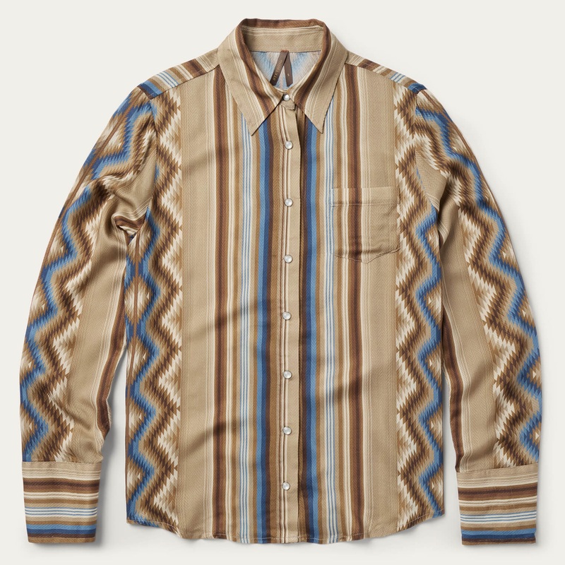 Sand Serape Print Shirt Tan XS