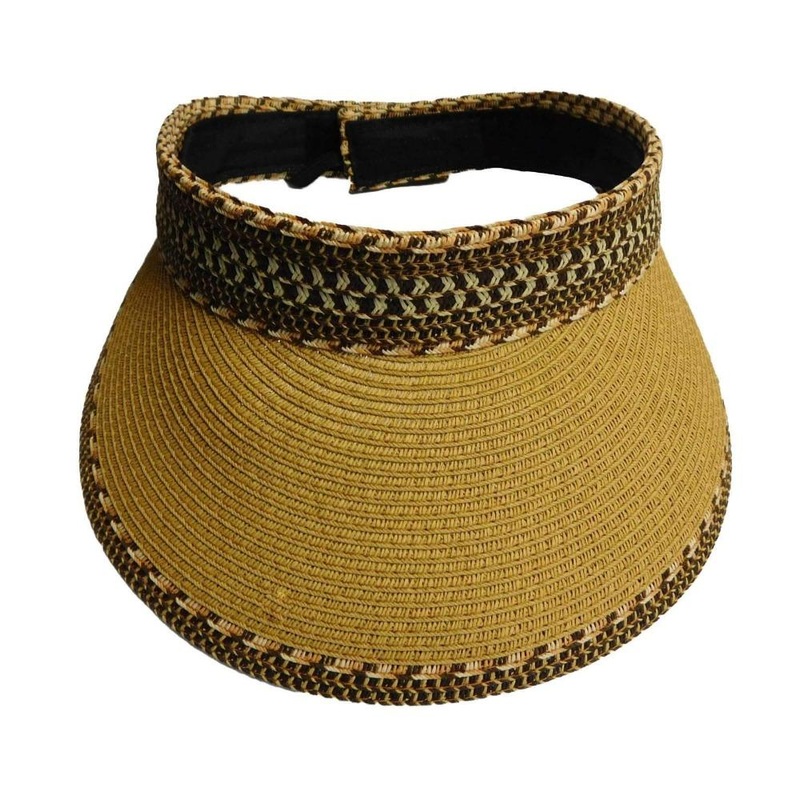 Sun Visor with Multicolor Tribal Weave Band – Jeanne Simmons Accessories Tan