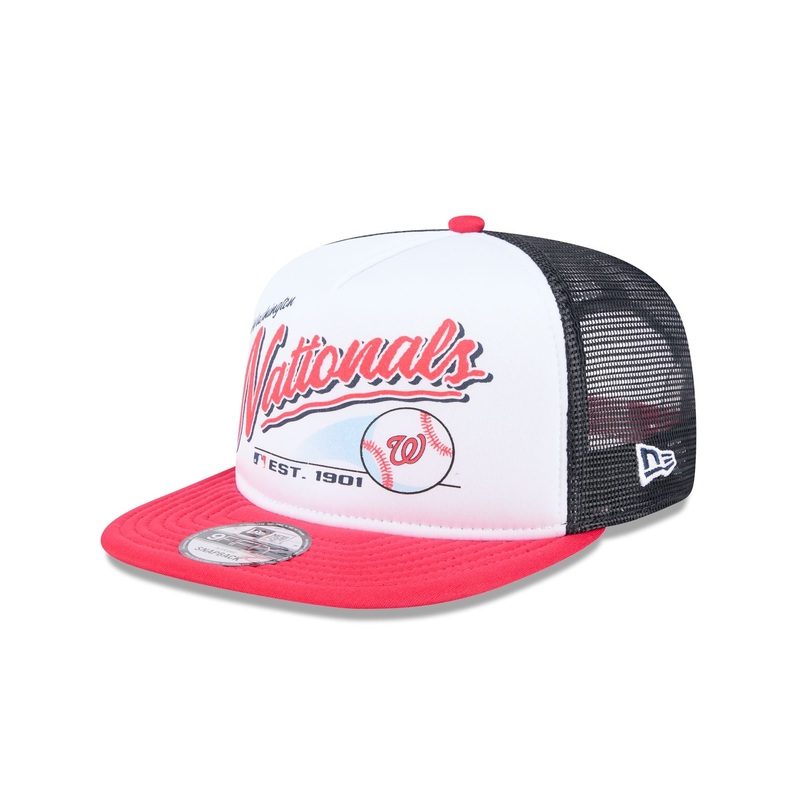 Washington Nationals Retro Script 9FIFTY A-Frame Trucker Hat One Size