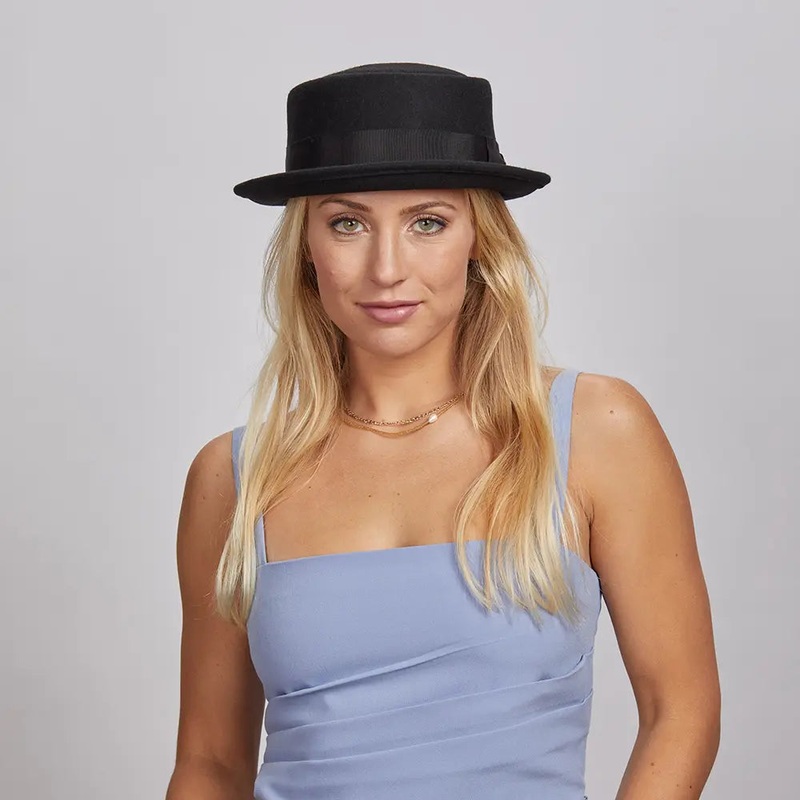 Chi-Town 2.0 | Womens Crushable Wool Felt Pork Pie Hat Black SM