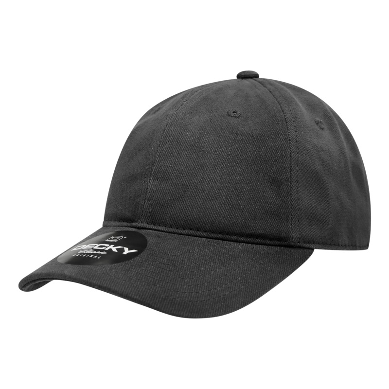 Decky 112 6 Panel Low Profile Relaxed Brushed Cotton Dad Hat Black