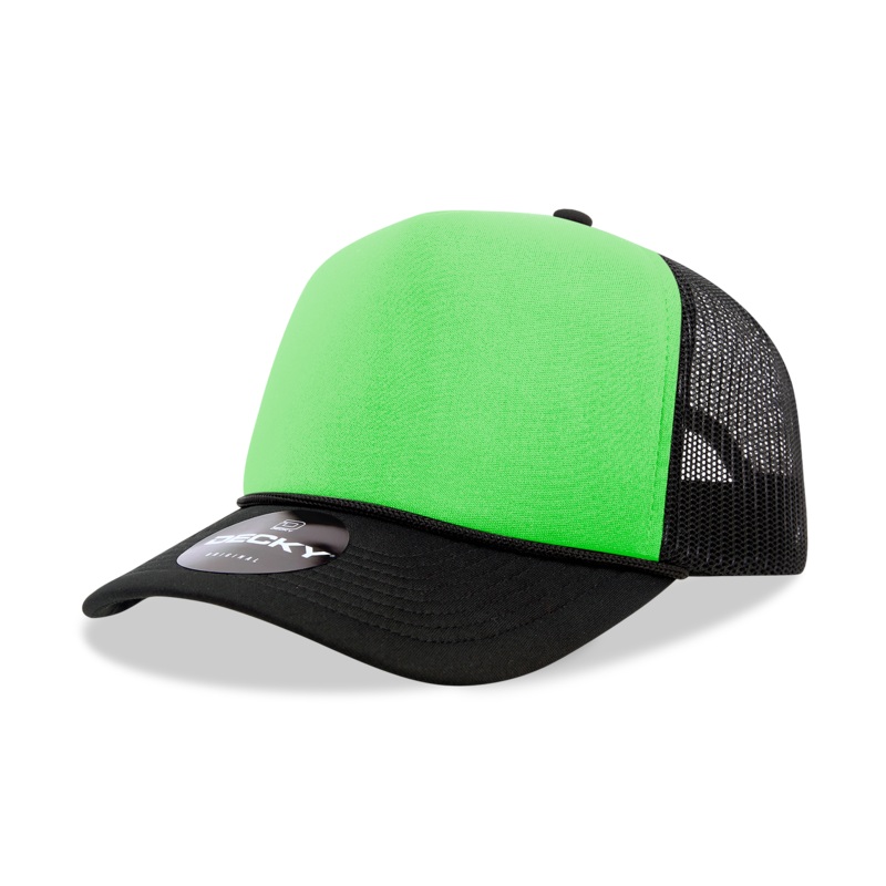 Decky 220 Blank 2-Tone Neon Foam Trucker Hats Black/Neon Orange