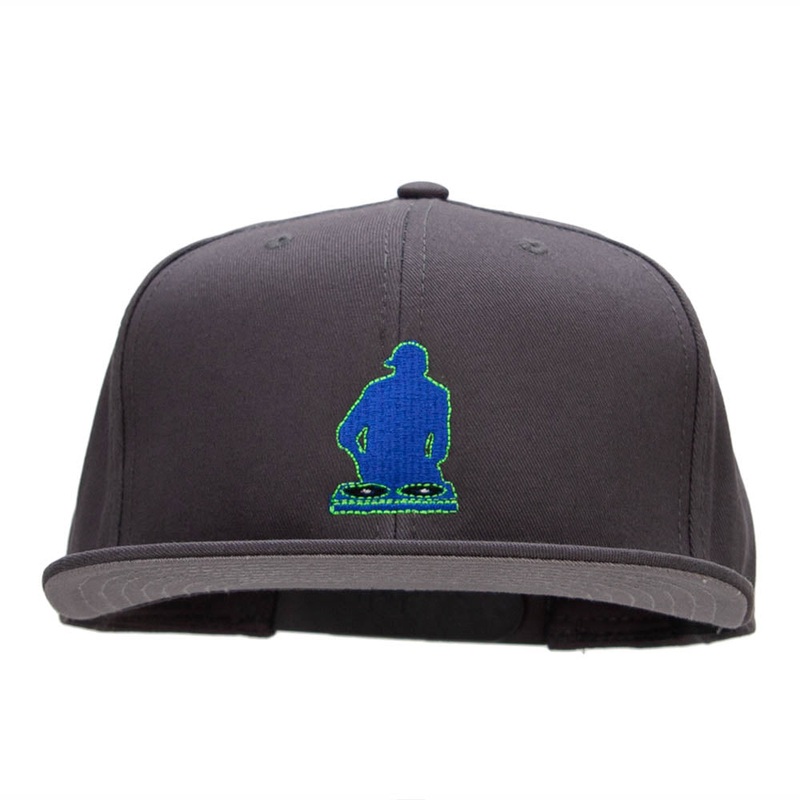Dj Silhouette Embroidered Prostyle Snapback Charcoal One Size