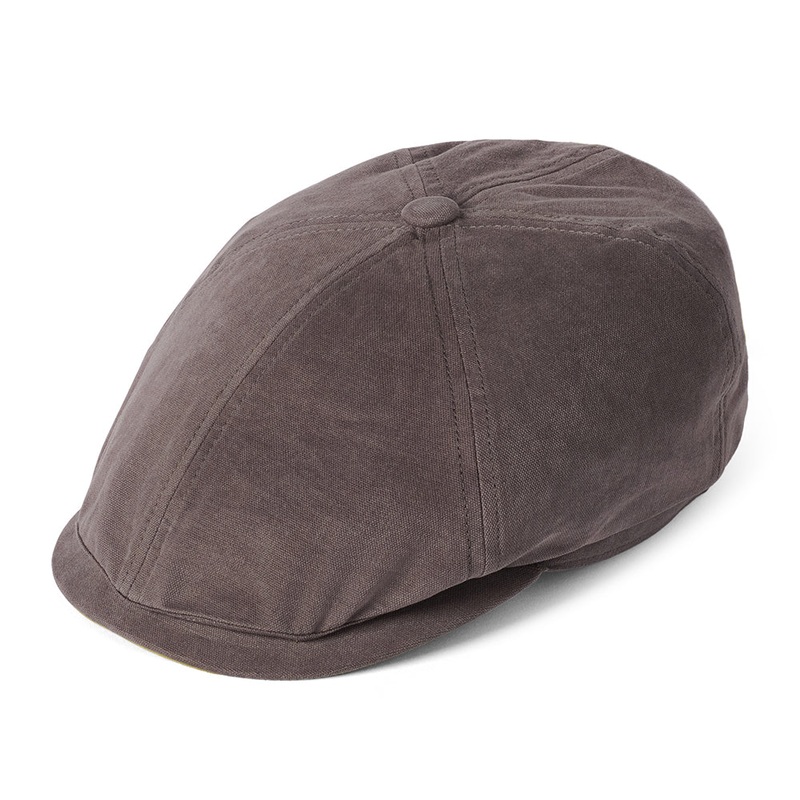 Failsworth Hats Hudson Cotton Canvas Newsboy Cap – Charcoal-Apple Green 55