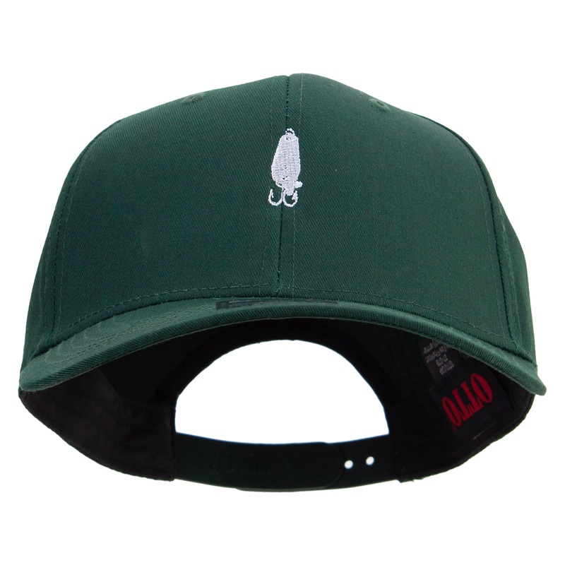 Fishing Bait Icon Embroidered Solid Cotton Twill Prostyle Cap Dk Green One Size
