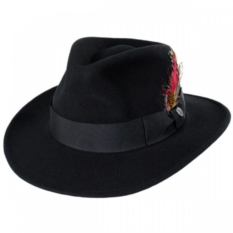 Ford Crushable Wool Felt Fedora Hat BLACK S