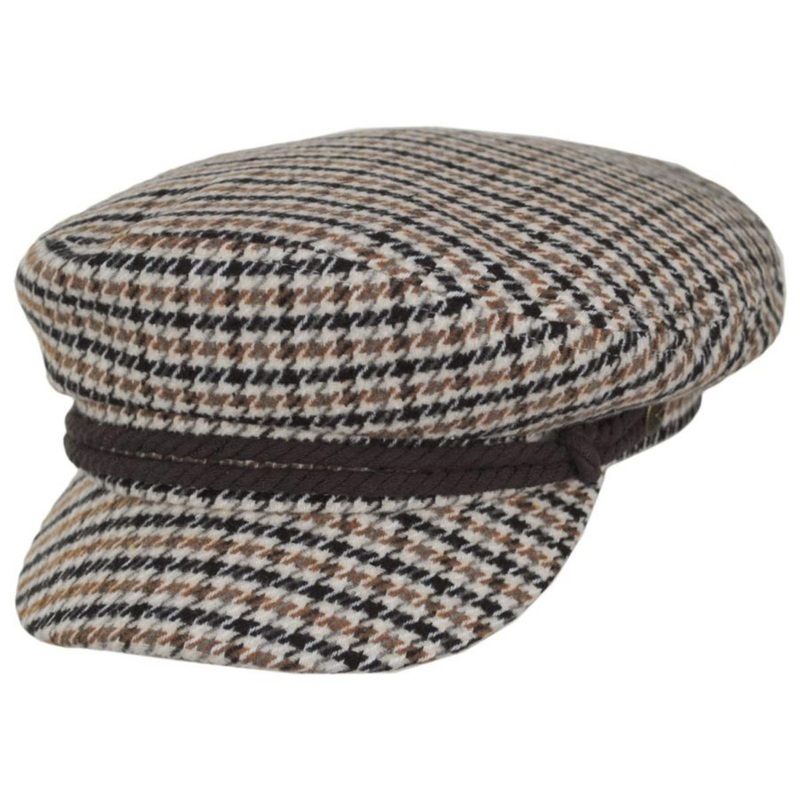 Houndstooth Wool Blend Fiddler Cap – Sand/Dark Earth/Black SAND/DARK EARTH/BLACK S