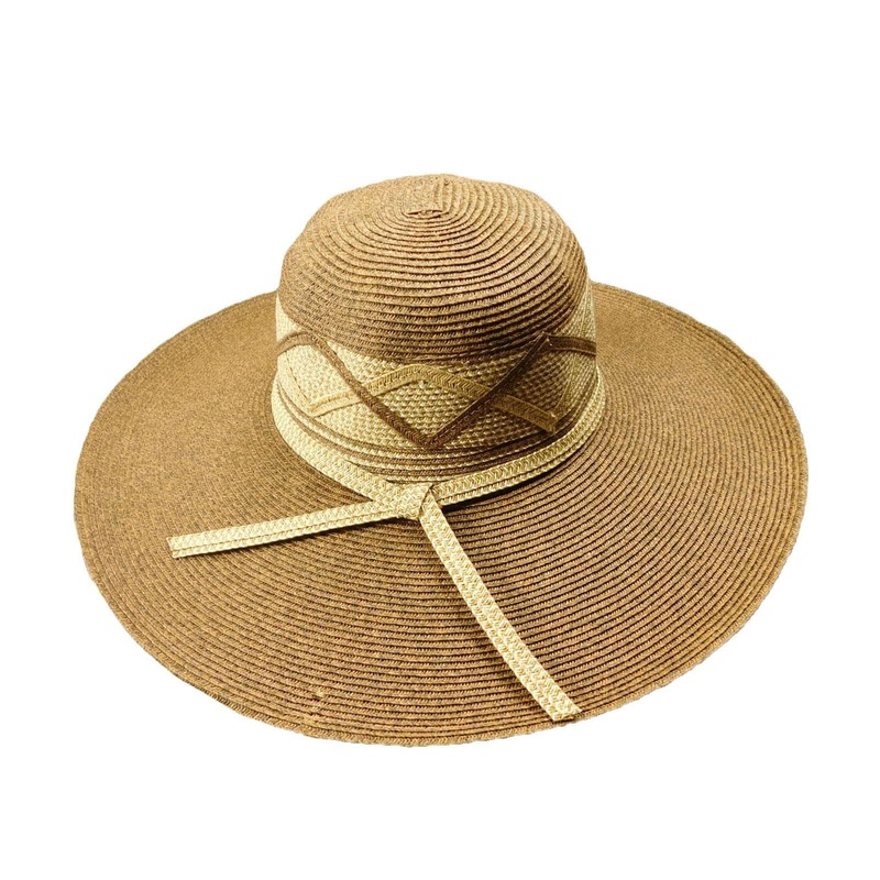Large Flat Brim Summer Hat Brown