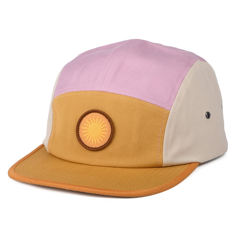 Patagonia Hats Spirited Sun Graphic Maclure Organic Cotton 5 Panel Cap – Mustard-Mauve-Tan Adjustable
