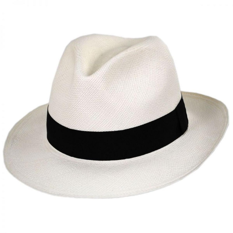 Puerto Cayo Panama Straw Fedora Hat WHITE S