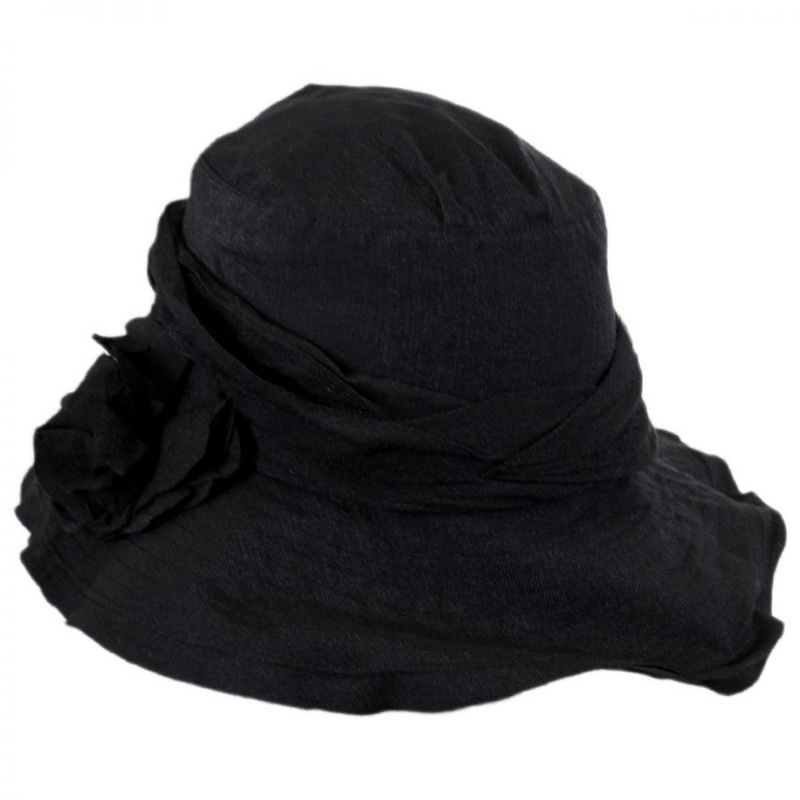 Romance Fabric Sun Hat BLACK ONE SIZE FITS MOST