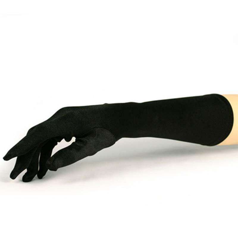 Satin Mid-Arm Length Opera Gloves Black