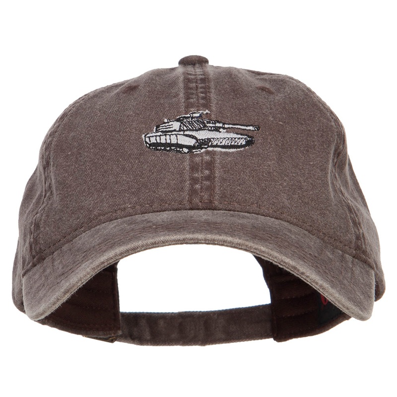 Tank Embroidered Washed Cap Brown One Size