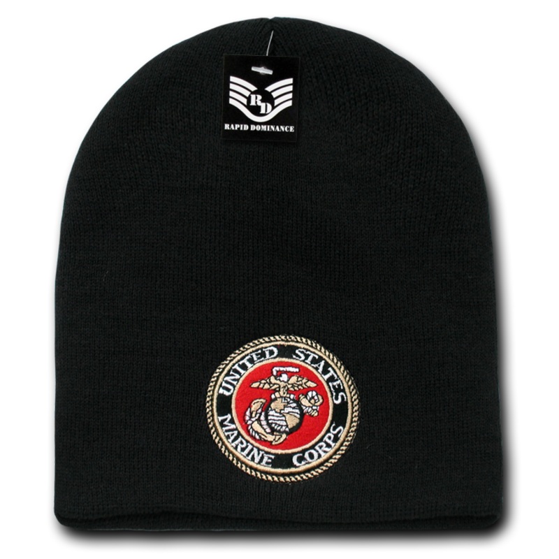 United States Marine Corps Beanie, Marines Knit Cap, USMC Beanie, Marines Emblem – Rapid Dominance S90 Black
