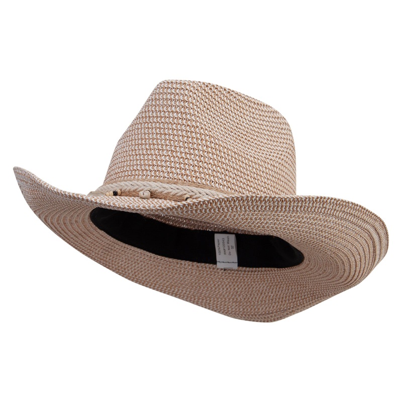 Women’s Decorative Band Cowboy Hat Beige Mix One Size