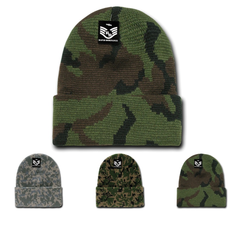 Camo Beanie Knit Cap Camouflage Military Watch Cap – Rapid Dominance R607 Universal Digital Camo