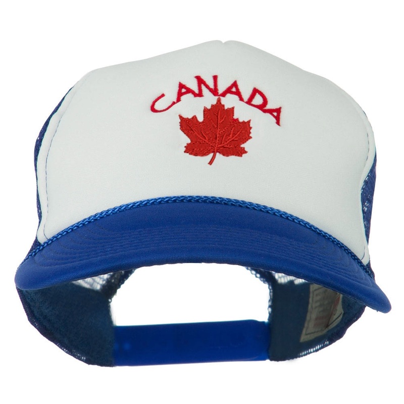 Canada with Maple Leaf Embroidered Foam Front Mesh Back Cap Royal White One Size