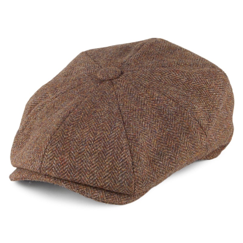 Christys Hats Country Tweed Herringbone Newsboy Cap – Brown S