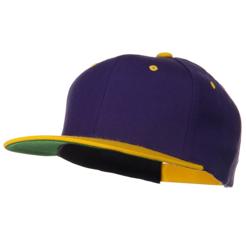Classic Snapback Wool Blend 2 Tone Cap Black Purple One Size