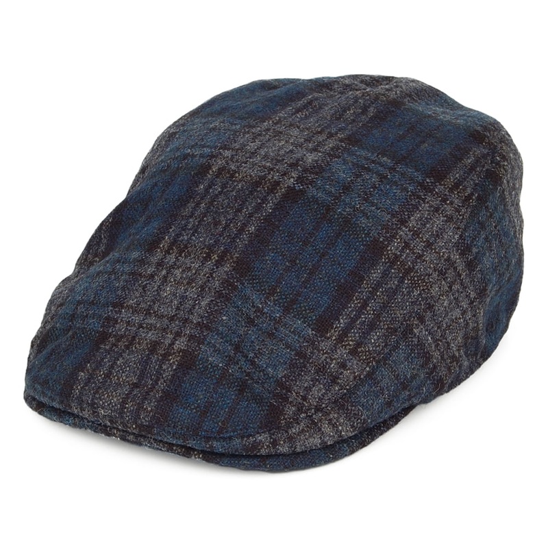 Failsworth Hats Westerdale Checked Flat Cap with Earflaps – Blue-Multi 55