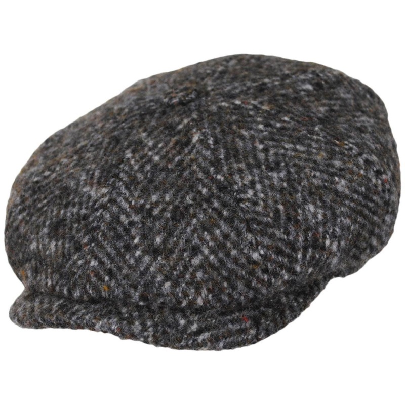 Hatteras Grande Herringbone Wool Newsboy Cap BEIGE/GREY HERRINGBONE S