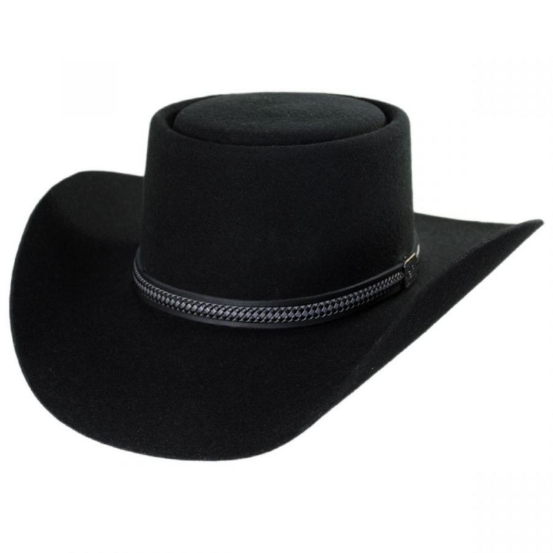 John Wayne Chinook Wool Felt Gambler Hat BLACK 6 7/8