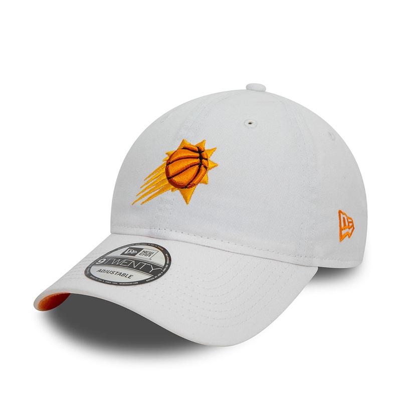 New Era 9TWENTY Phoenix Suns Baseball Cap – NBA Contrast Underbrim – White-Orange Adjustable