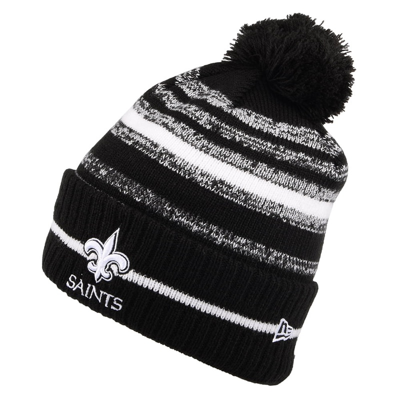 New Era New Orleans Saints Bobble Hat – NFL Sport Knit – Black-White 1-Size