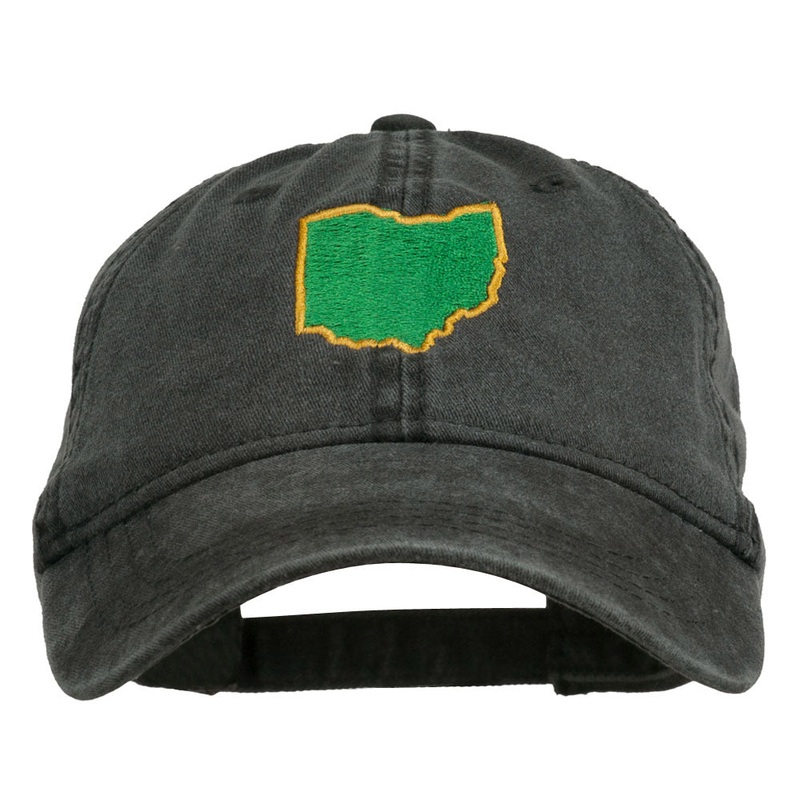 Ohio State Map Embroidered Washed Cotton Cap Black One Size