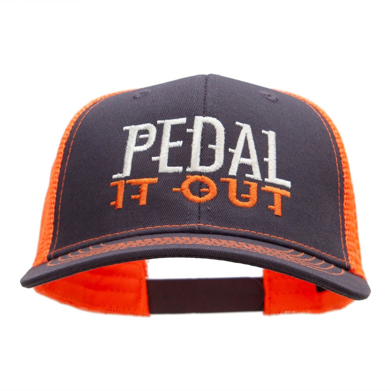 Pedal it Out Embroidered Premium Mesh Cap Charcoal Orange One Size