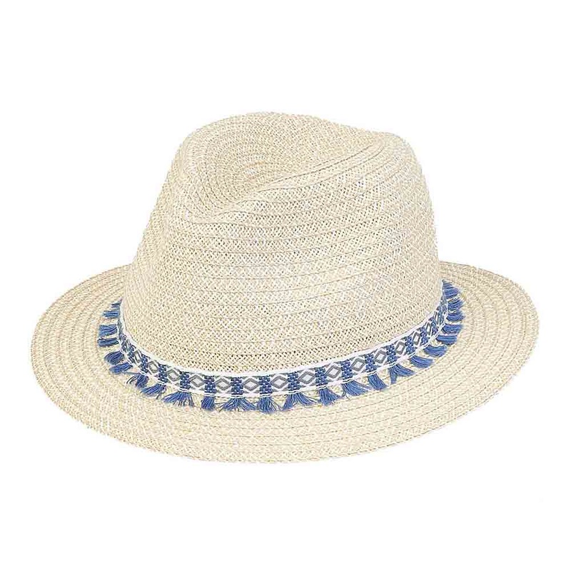 Petite Size Safari Hat with Blue Woven Tassel Band – Sunny Dayz Ivory Small (54 cm)