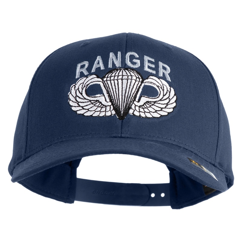 U.S. Army Paratrooper and Ranger Badge Embroidered Retro Cotton Blend Snapback Cap Navy One Size