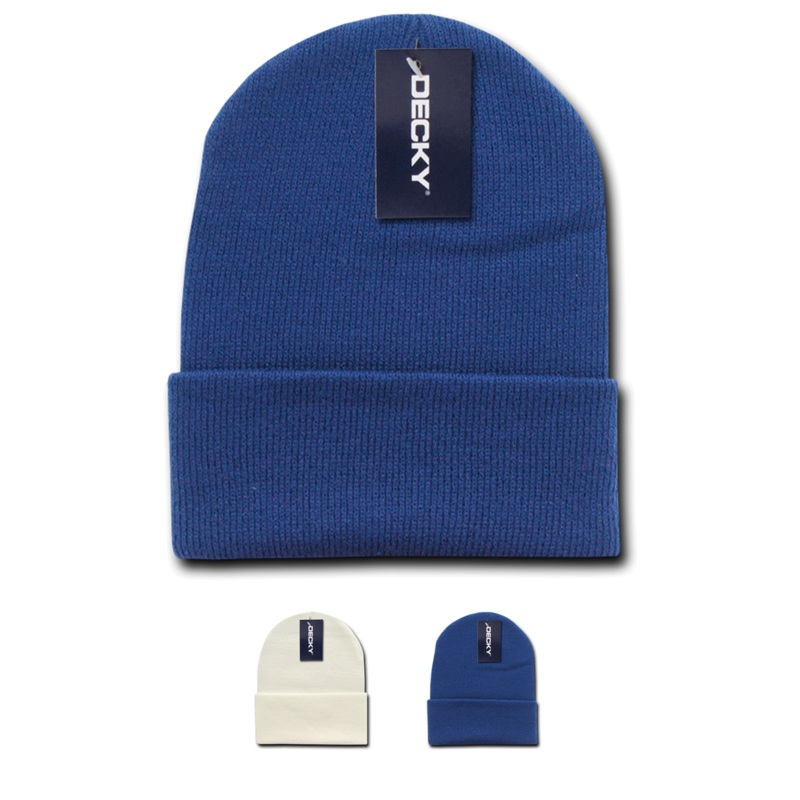 Wholesale Bulk Long Cuffed Beanie, Blank Promo Acrylic Knit Beanie – Decky KCP Ivory