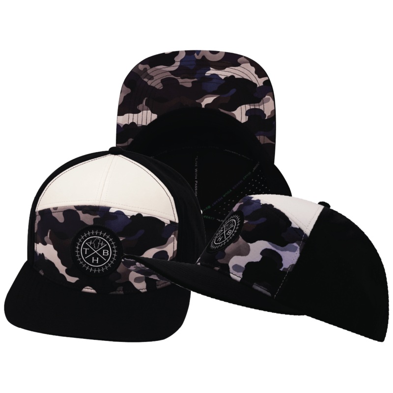 **YOUTH** Color Vibes Hat – Flat Bill – Desert Night Camo – Black / Cream – Laser Mesh