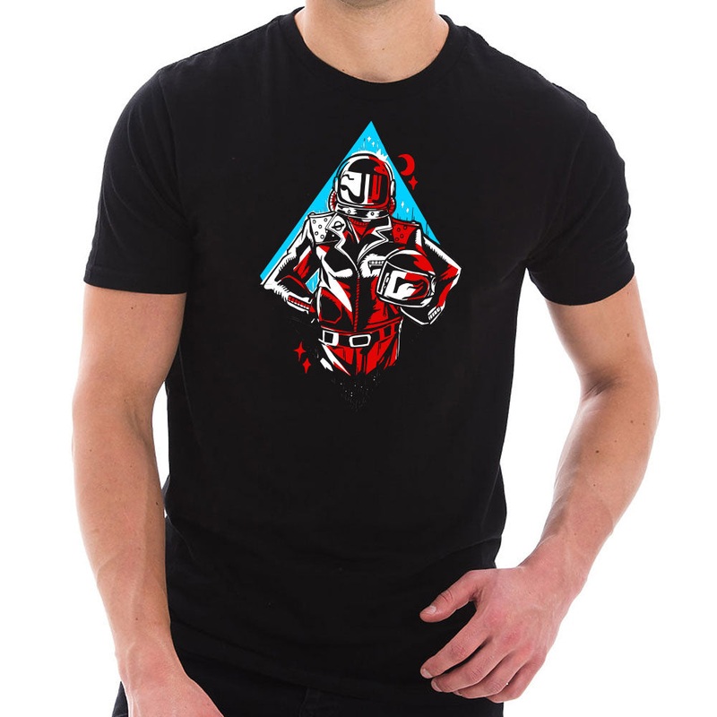 Boba Space Helmet Astronaut Designed Jersey Cotton Short Sleeve T-Shirt Black XS