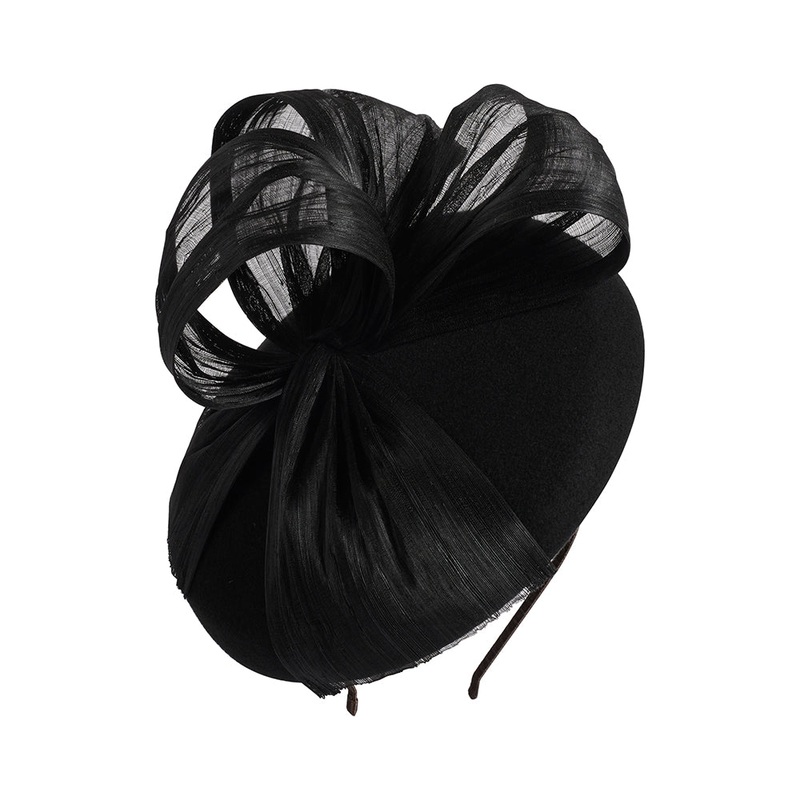 Failsworth Hats Wool Felt Pillbox Fascinator With Bow – Black 1-Size
