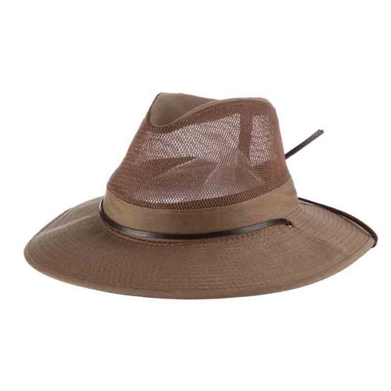 Garment Washed Twill Mesh Crown Safari with Chin Cord – DPC Outdoor Design Bronze Small (55 cm)