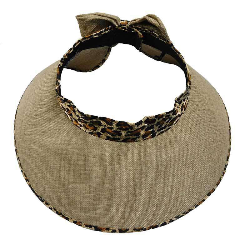 Leopard Pattern Trim Roll Up Sun Visor Natural