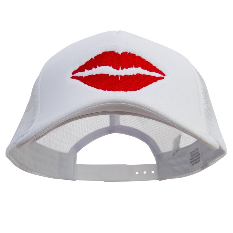 Lip Kiss Embroidered Big Size Big Foam Mesh Truck Cap White XL-3XL